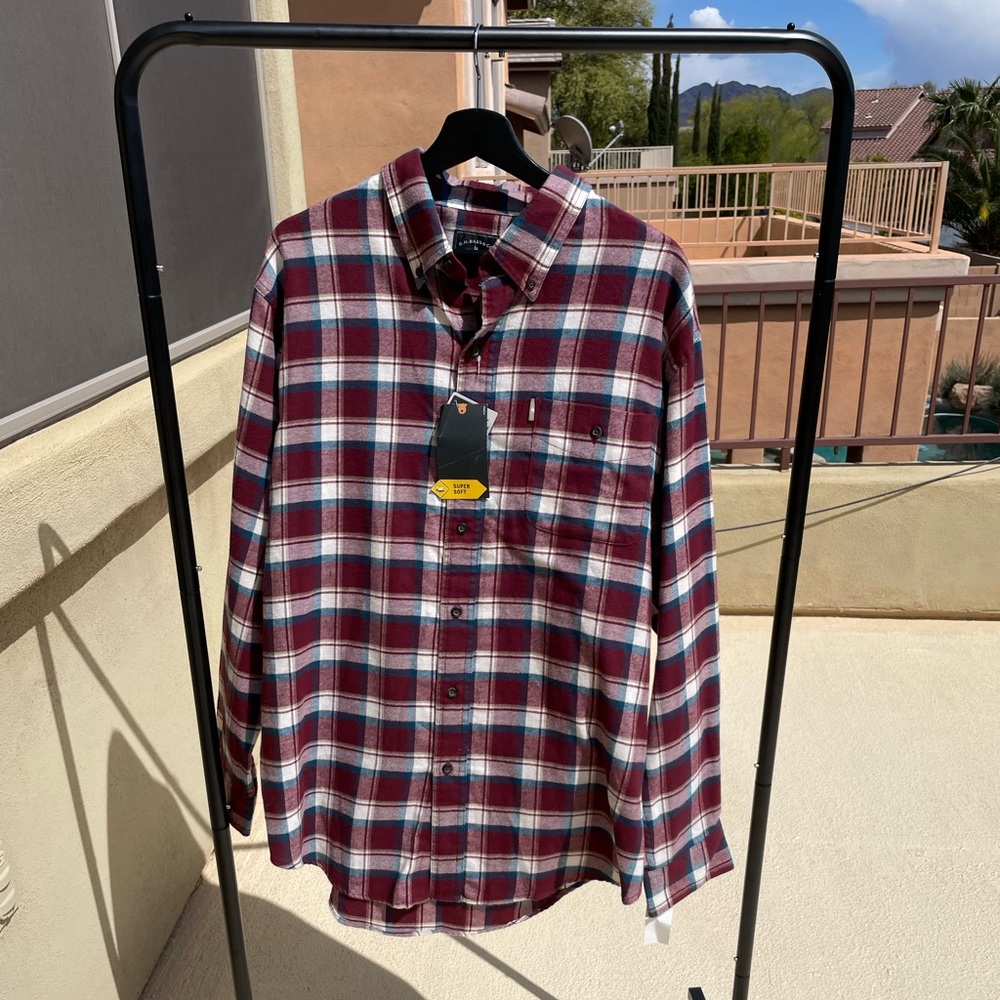 NWT Men's Maroon Plaid Flannel Shirt